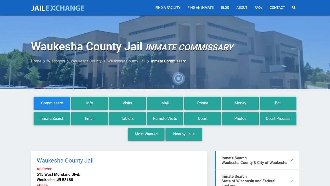 Inmate Commissary, Care Packs - Waukesha County Jail, WI